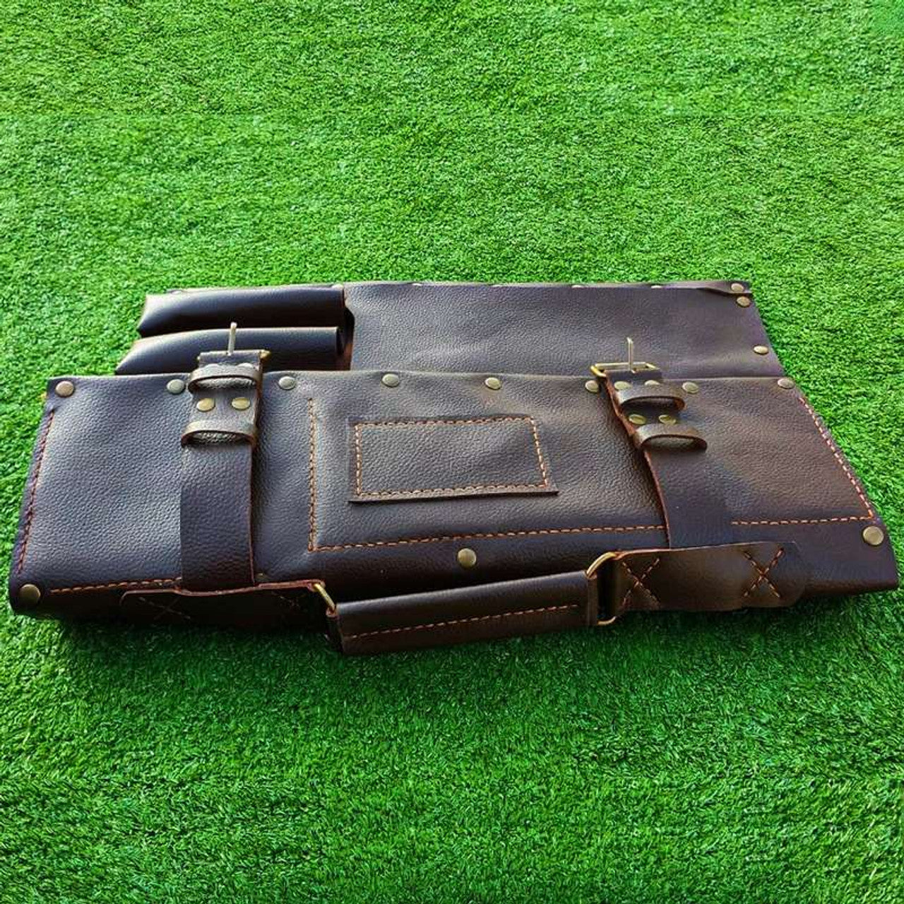 tool bag, knife rolls, leather tool bag, chef knife roll, brown tool bag, grade knife roll, leather chefs bags