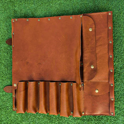 tool bag, knife rolls, leather tool bag, chef knife roll, brown tool bag, grade knife roll, leather chefs bags