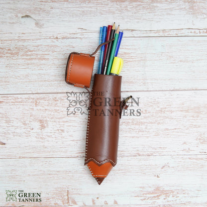 case, pencil holder, leather case, leather pencil holder, brown holder, brown pencil holder, Leather Pencil Case