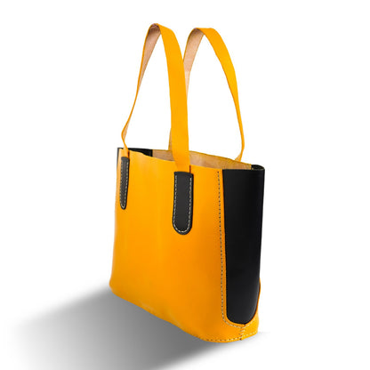 leather bag, leather purse, leather tote, tote handbag, yellow leather bag, yellow leather purse, stylish handbag, Leather Tote Handbags