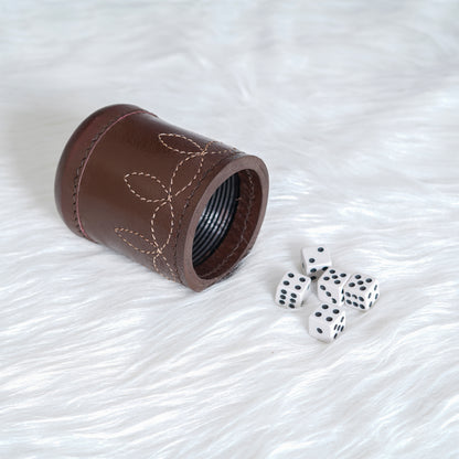 dice cup, cup, leather dice cup, brown dice cup, leather brown cup, brown leather dice cup, vintage leather dice cup, leather antique dice cup