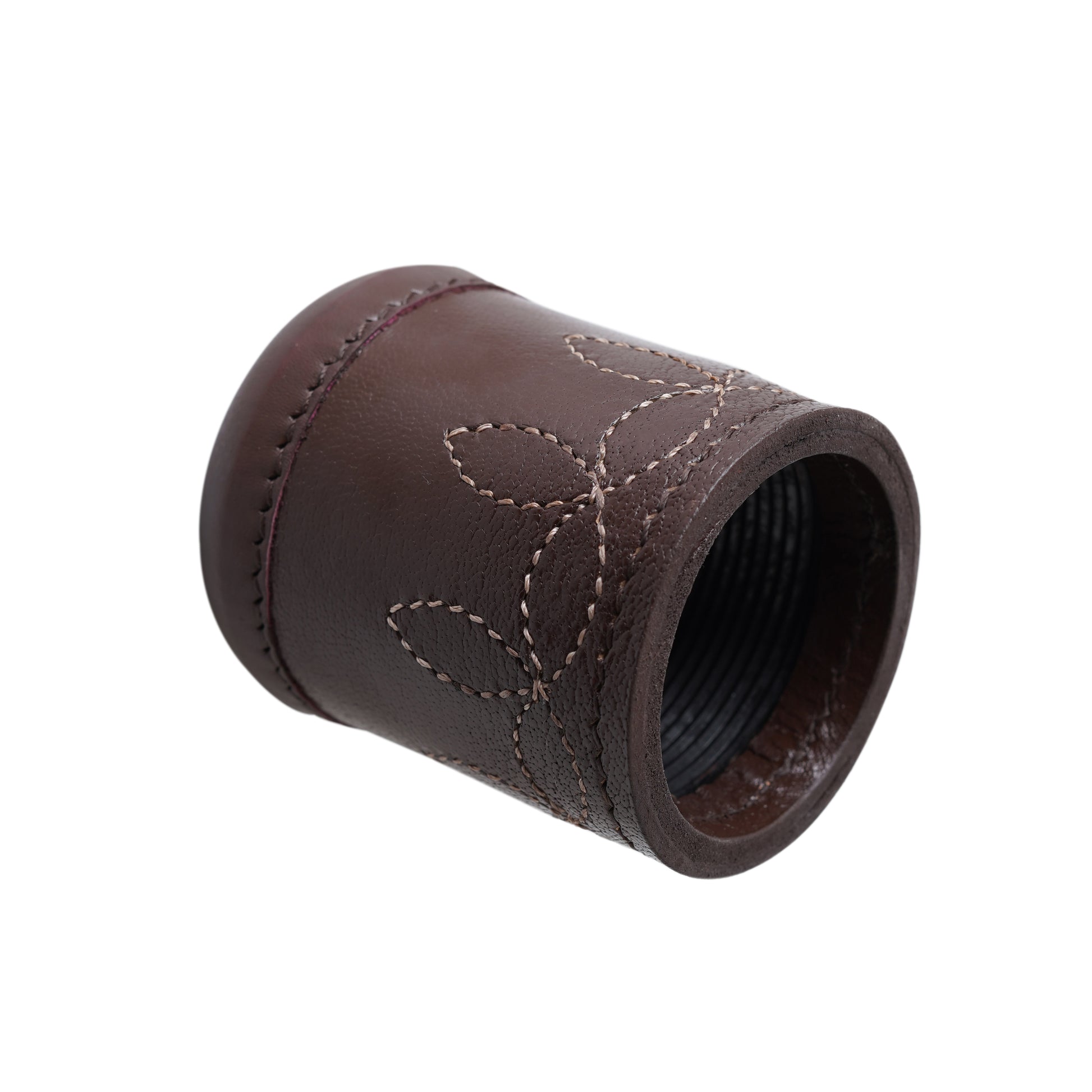 dice cup, cup, black dice cup, leather dice cup, leather brown dice cup, leather ribbed dice cup, brown leather dice cup