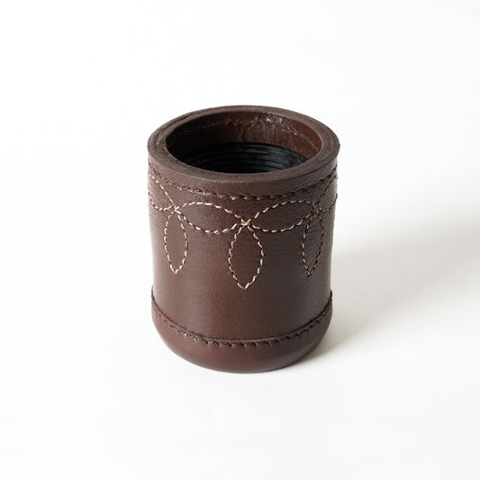 dice cup, cup, leather dice cup, brown dice cup, leather brown cup, brown leather dice cup, vintage leather dice cup, leather antique dice cup