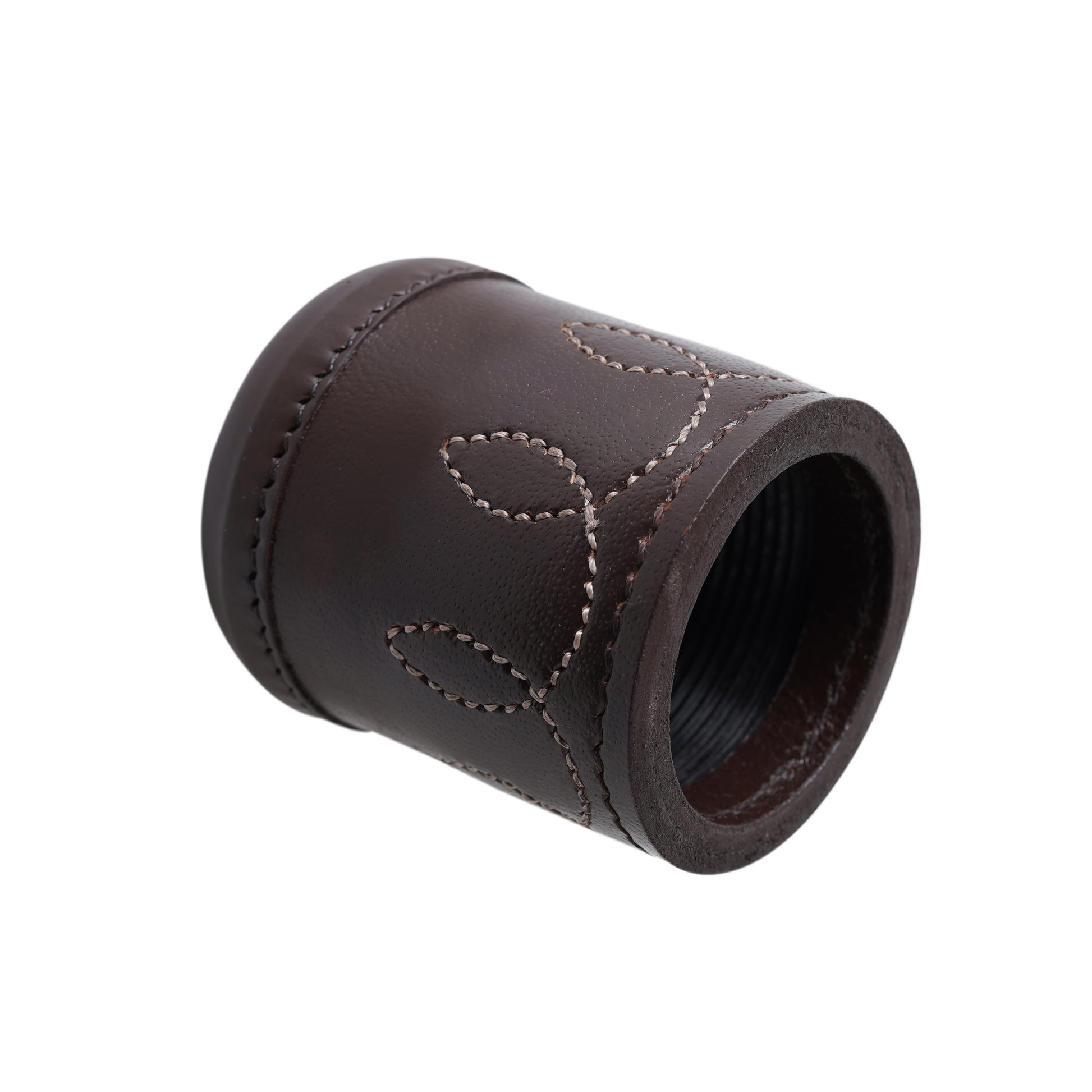 dice cup, cup, black dice cup, leather dice cup, leather black dice cup, brown leather dice cup, leather yahtzee dice cup