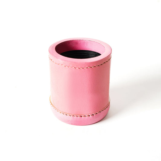 dice cup, leather dice cup, pink dice cup, farkle dice cup, leather liar's dice cup