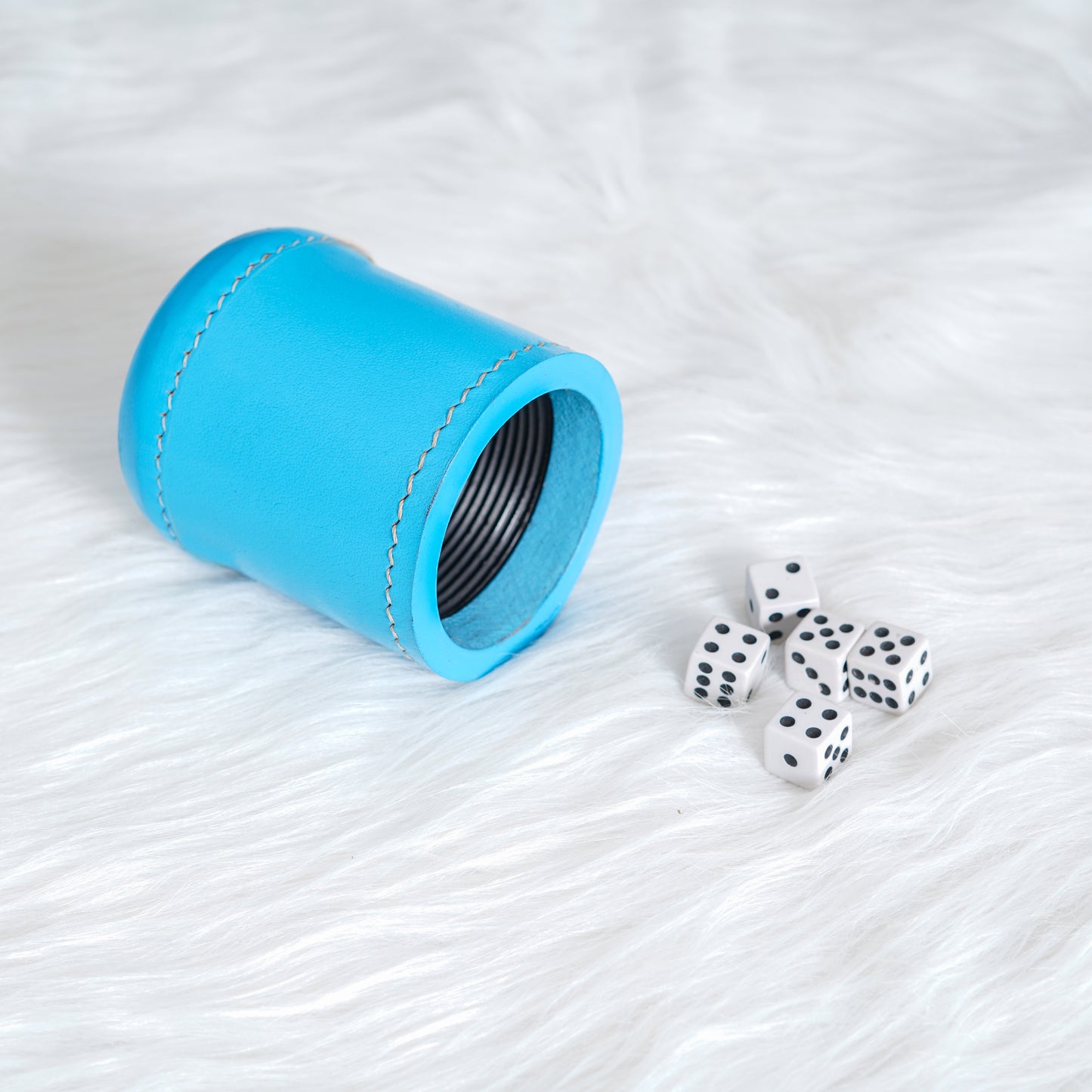 dice cup, leather dice cup, blue dice cup, blue leather dice cup, leather antique dice cup