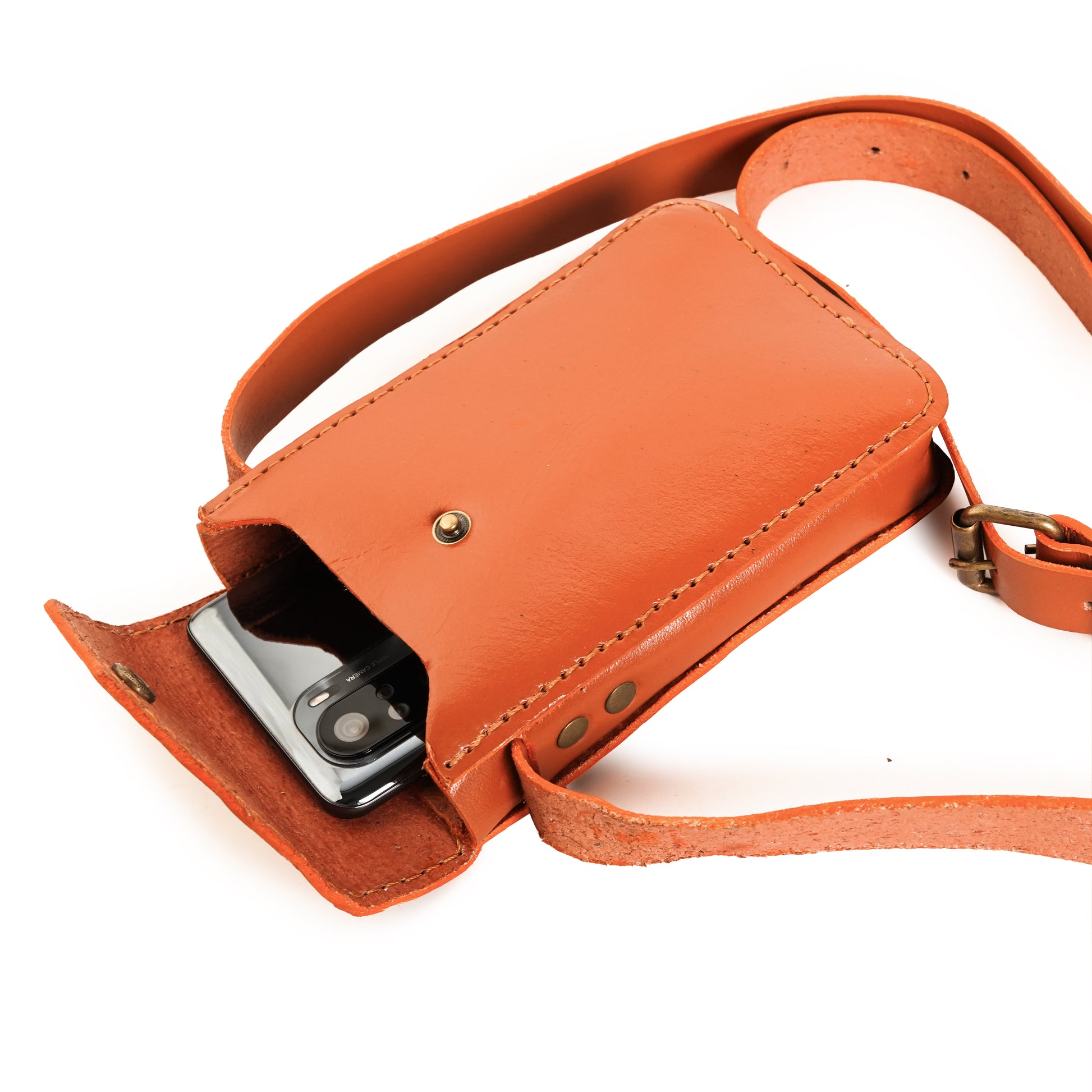 leather shoulder strap, leather phone holster, phone holster, Leather Phone Holster