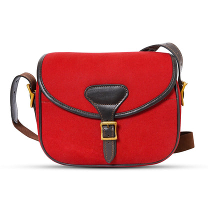 canvas leather shooting bag, leather bag, canvas bag, bags, shoulder bags,  cartridge bag, red cartridge bag, canvas leather bag, canvas cartridge bag