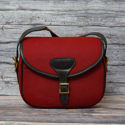 canvas leather shooting bag, leather bag, canvas bag, bags, shoulder bags, cartridge bag, red cartridge bag, canvas leather bag, canvas cartridge bag