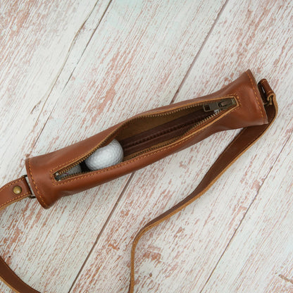 leather bag, leather golf bag, storage bag, golf ball bag, vintage bag, authantic golf bag, golf ball holder, leather golf ball holder