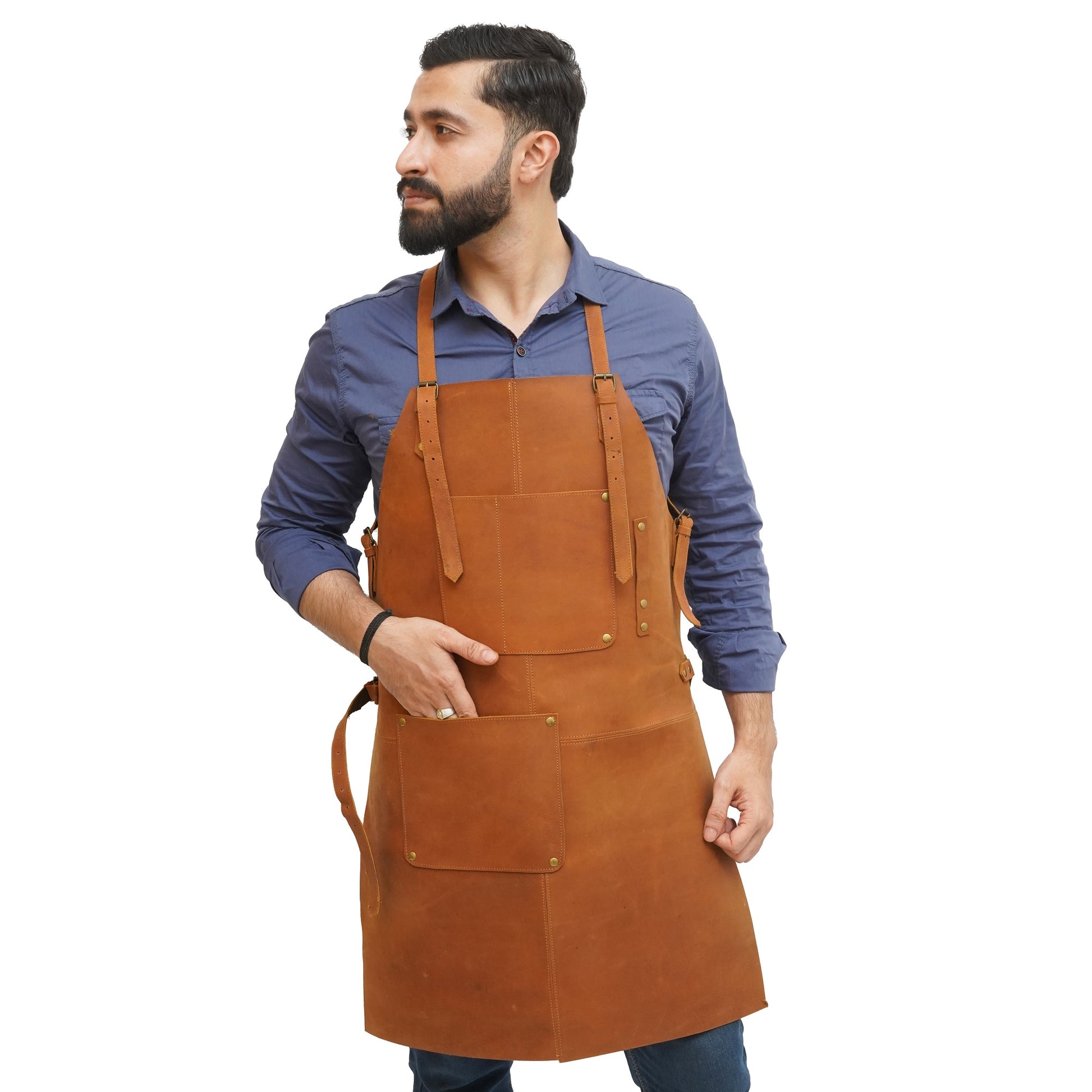 brown leather apron woodworking, woodworkers leather apron​, best leather woodworking apron​, best apron for woodworking​, best woodworking apron, shop aprons for woodworkers