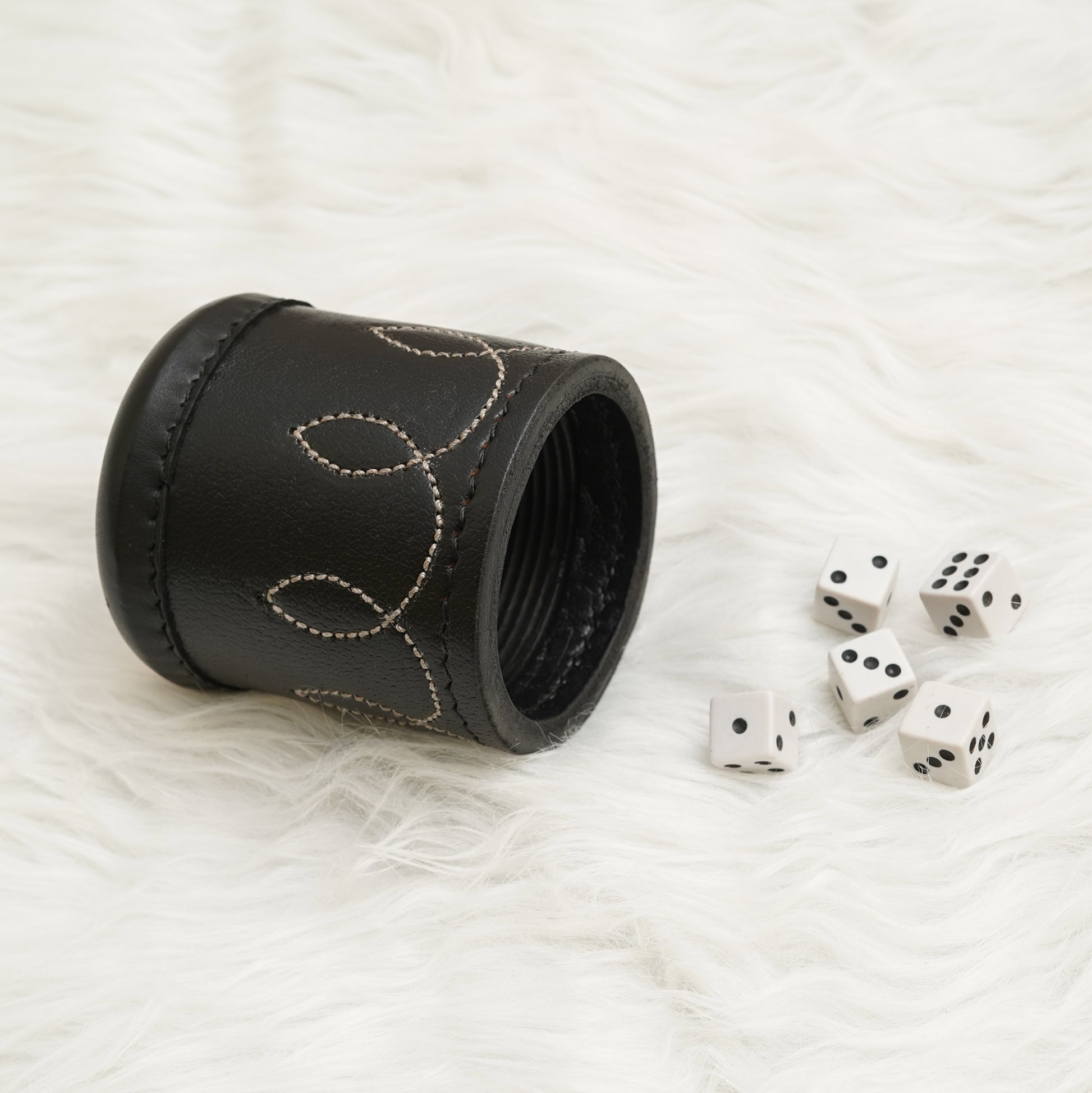 dice cup, cup, black dice cup, leather dice cup, leather black dice cup, leather yahtzee dice cup