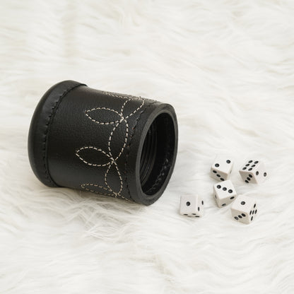 dice cup, cup, black dice cup, leather dice cup, leather black dice cup