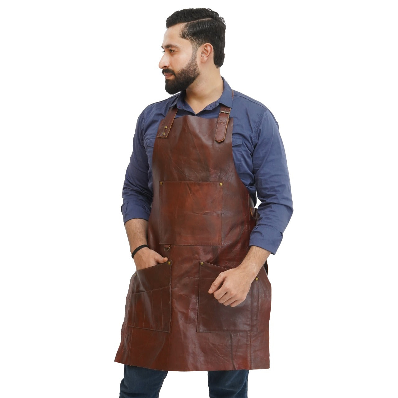 brown leather apron woodworking, woodworkers leather apron​, best leather woodworking apron​, best apron for woodworking​, best woodworking apron, shop aprons for woodworkers