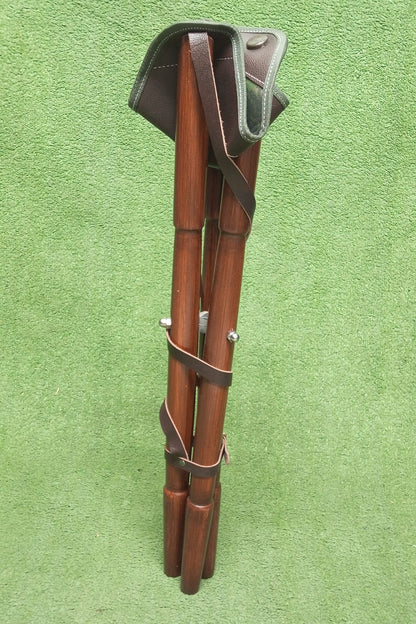 leather camping stool, leather stool, shooting stick, hunting stick, leather shooting stick, tripod camping stool