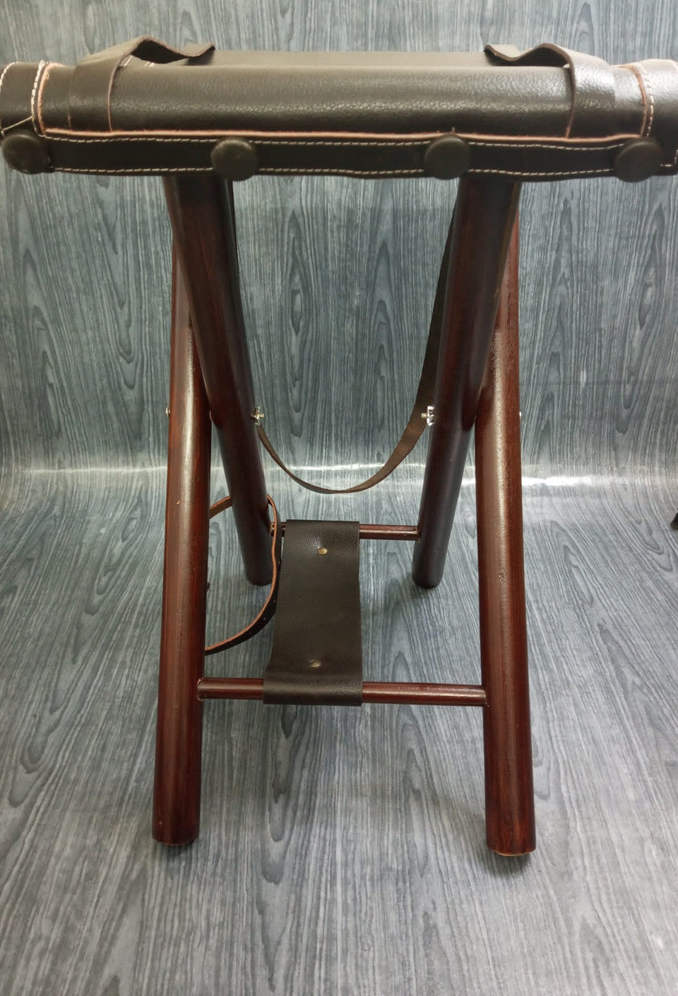 folding stool, leather folding stool, camping folding stool, leather stool, leather camping stool