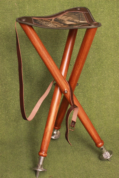 Leather Hunting Stool, hunting tool, foldable stool, wooden stool, tripod hunting stool, Leather Camping Stool