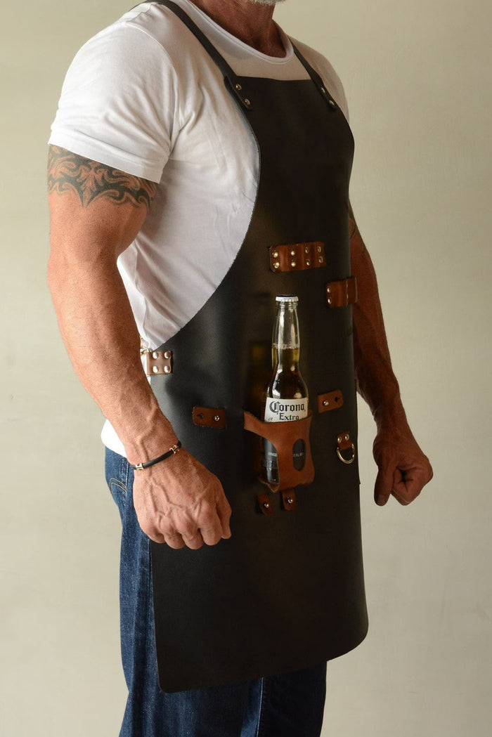 leather bartender apron, blacksmith leather apron, leather mechanic apron